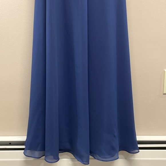 NWOT Allure Bridals Bridesmaid Formal 1221 Dress Navy Chiffon Ruched Strapless 4 - Picture 3 of 16